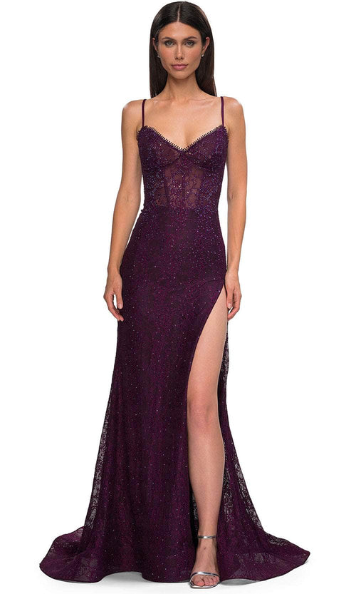 La Femme 32671 - Lace Rhinestone Detail Prom Gown Special Occasion Dress