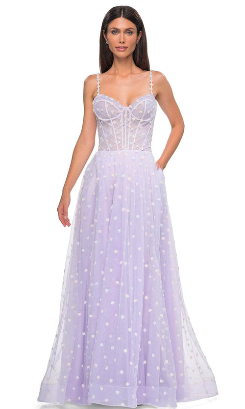 La Femme 32716 Sweetheart Polka Dot Prom Gown