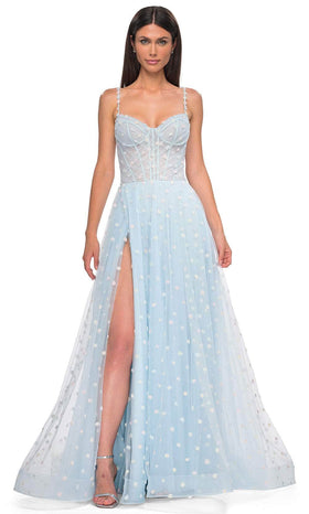 La Femme 32716 Sweetheart Polka Dot Prom Gown