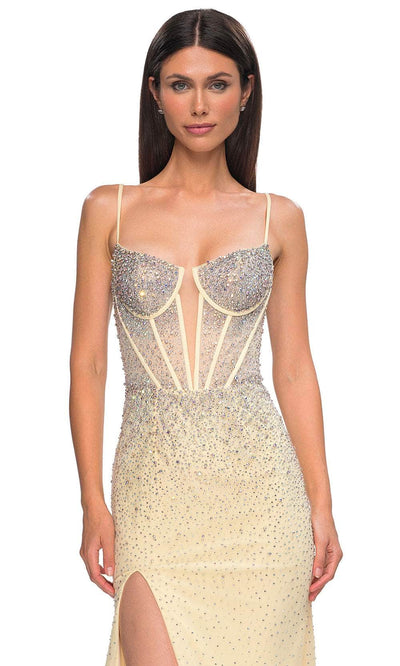 La Femme 32717 Rhinestone Embellished Corset Bodice Prom Gown
