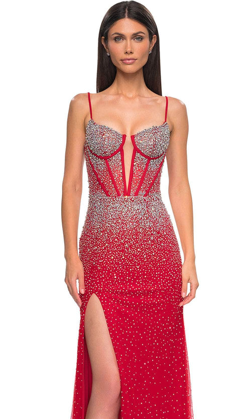 La Femme 32717 Rhinestone Embellished Corset Bodice Prom Gown