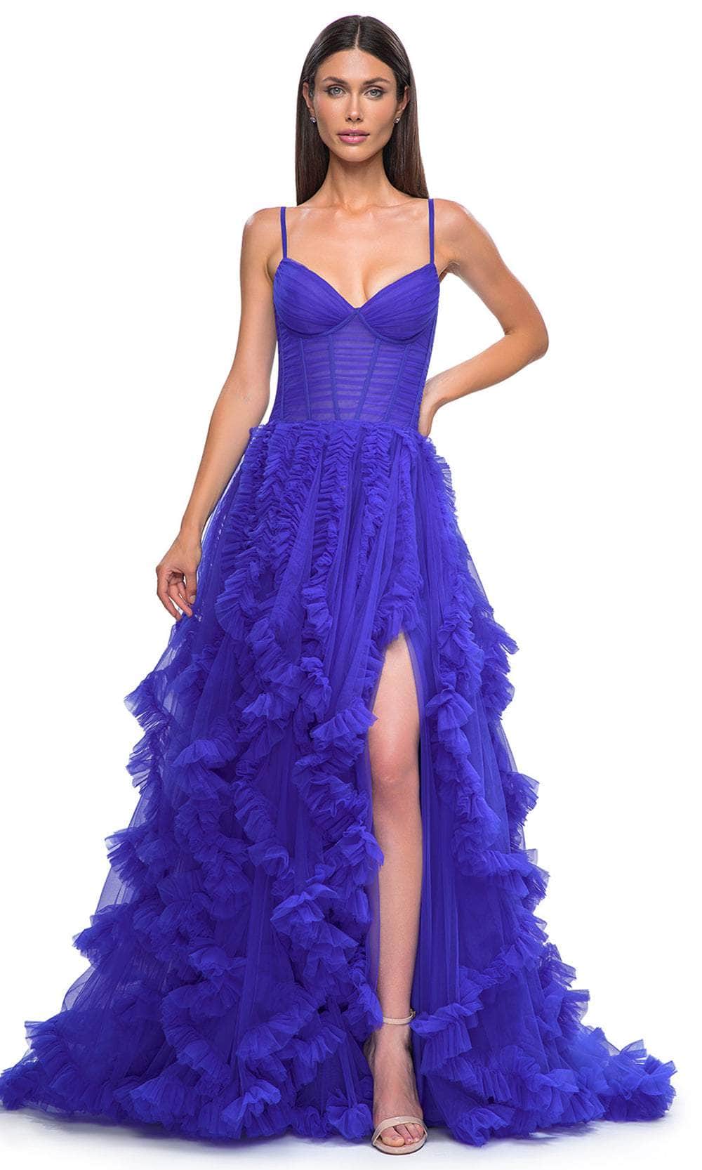 La Femme 32719 Ruffled Tulle A-Line Prom Gown