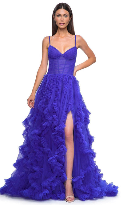 La Femme 32719 Ruffled Tulle A-Line Prom Gown