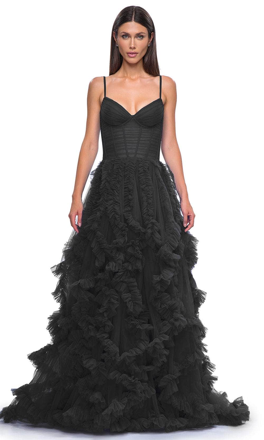 La Femme 32719 - Ruffled Tulle A-Line Prom Gown Special Occasion Dress