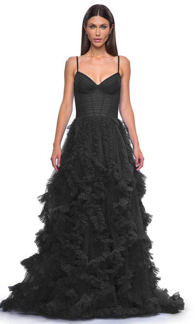 La Femme 32719 - Ruffled Tulle A-Line Prom Gown Special Occasion Dress