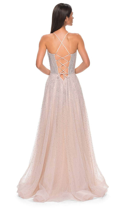 La Femme 32725 Deep V-Neck Rhinestone Embellished Prom Gown