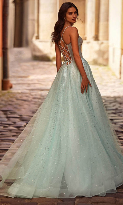 La Femme 32725 Deep V-Neck Rhinestone Embellished Prom Gown