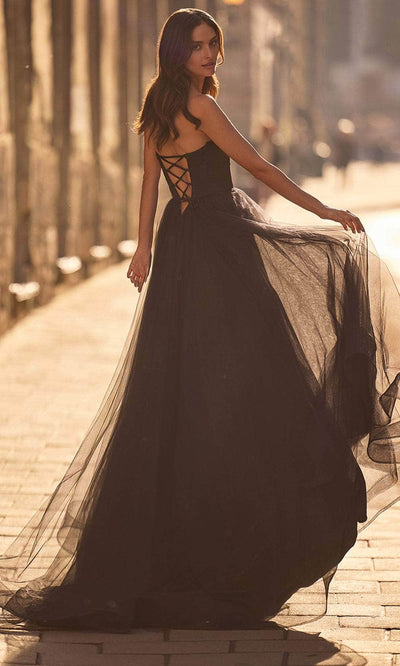 La Femme 32731 Rhinestone Embellished Lace Up Back Prom Gown