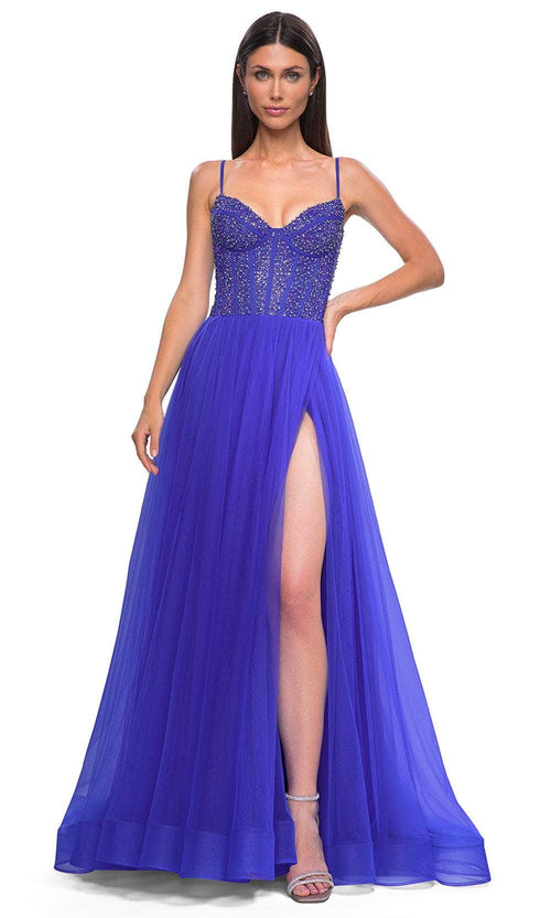 La Femme 32754 Rhinestone Bodice V-Neck Prom Gown