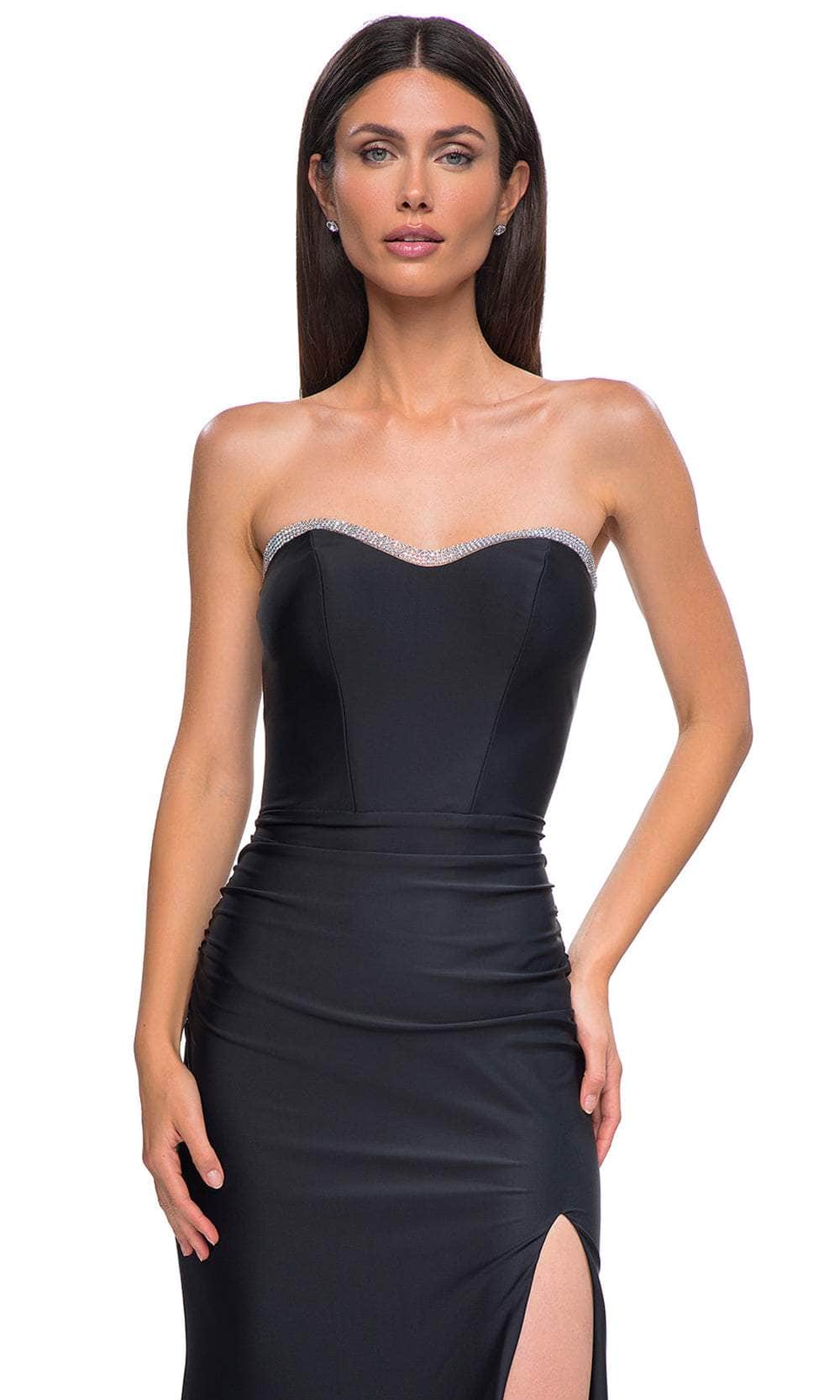 La Femme 32756 Beaded Trim Sweetheart Jersey Prom Gown