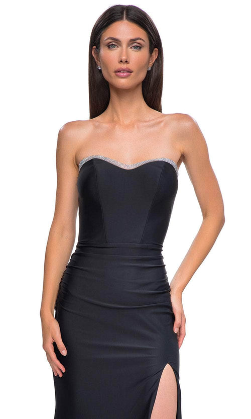 La Femme 32756 Beaded Trim Sweetheart Jersey Prom Gown