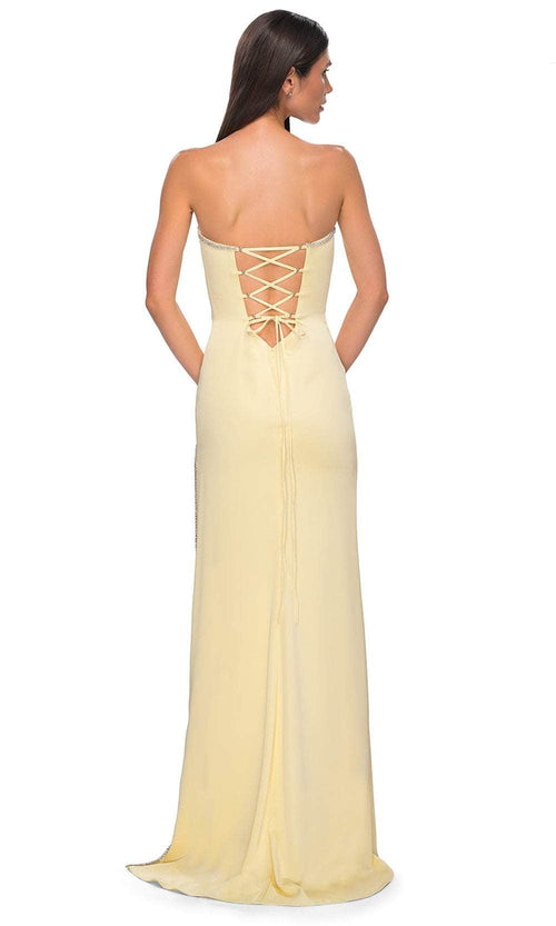 La Femme 32799 Strapless Lace-Up Back Prom Gown