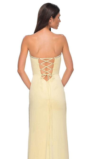 La Femme 32799 Strapless Lace-Up Back Prom Gown