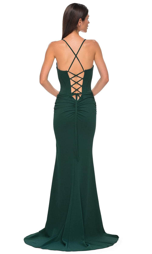 La Femme 32802 Sophisticated Ruched Embellished Prom Gown
