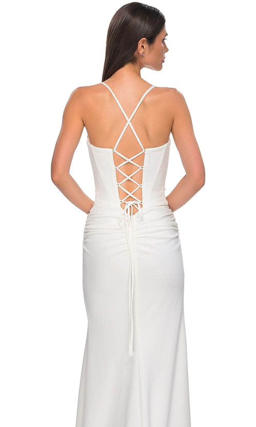 La Femme 32802 Sophisticated Ruched Embellished Prom Gown