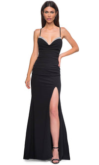La Femme 32802 - Sophisticated Ruched Embellished Prom Gown Special Occasion Dress