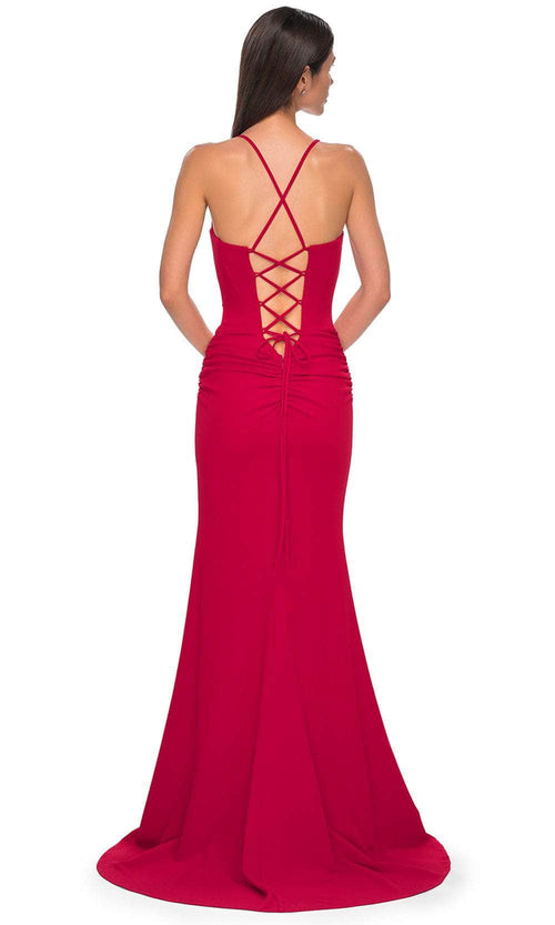 La Femme 32802 Sophisticated Ruched Embellished Prom Gown