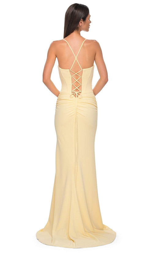 La Femme 32802 Sophisticated Ruched Embellished Prom Gown