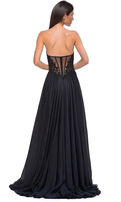 La Femme 32804 Illusion Back Beaded Applique Prom Gown