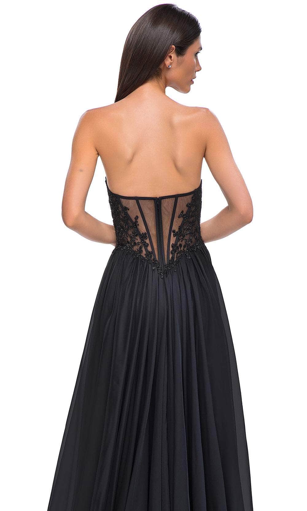 La Femme 32804 Illusion Back Beaded Applique Prom Gown