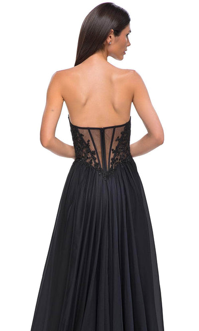 La Femme 32804 Illusion Back Beaded Applique Prom Gown