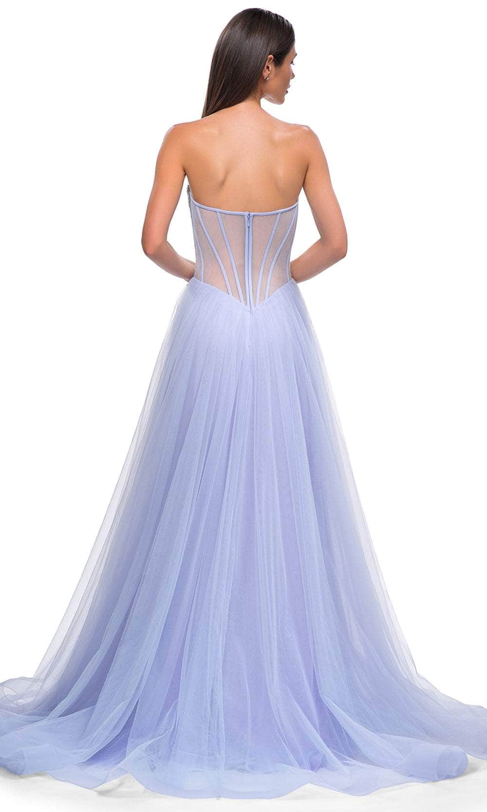 La Femme 32811 Illusion Back Layered A-Line Prom Gown