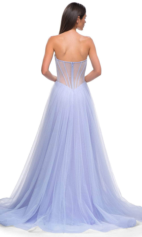 La Femme 32811 Illusion Back Layered A-Line Prom Gown