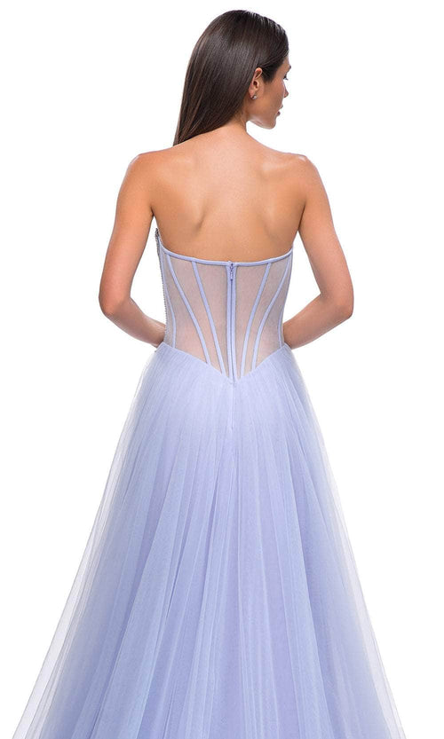 La Femme 32811 Illusion Back Layered A-Line Prom Gown