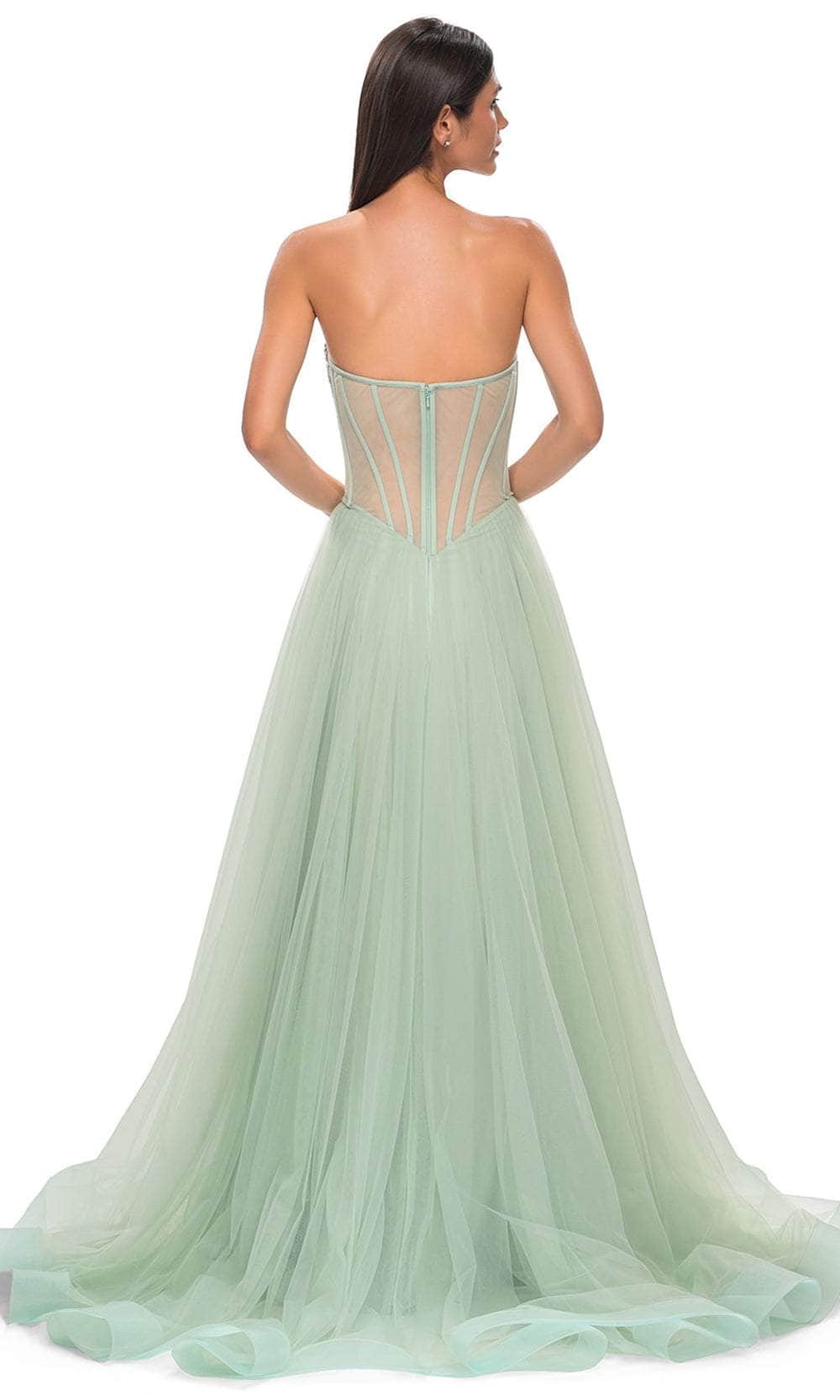 La Femme 32811 Illusion Back Layered A-Line Prom Gown