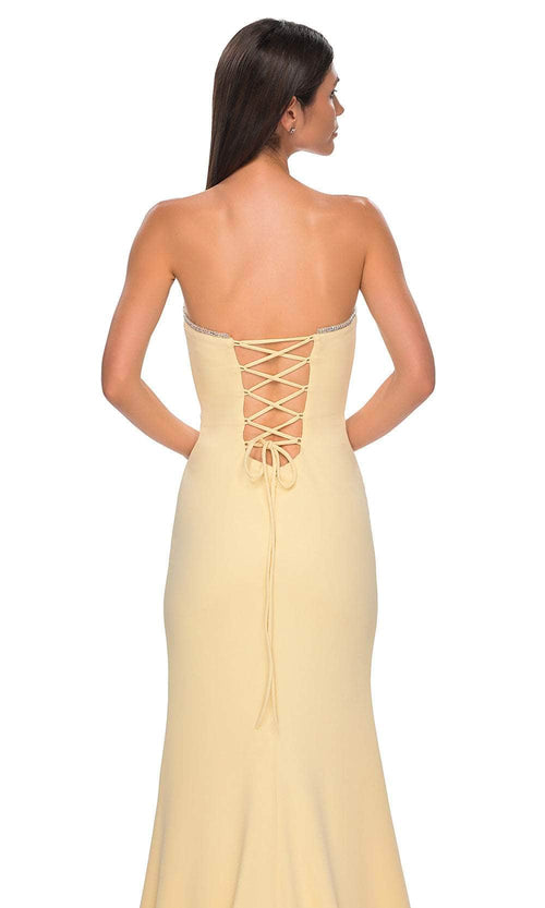 La Femme 32829 Strapless Rhinestone Trim Prom Gown