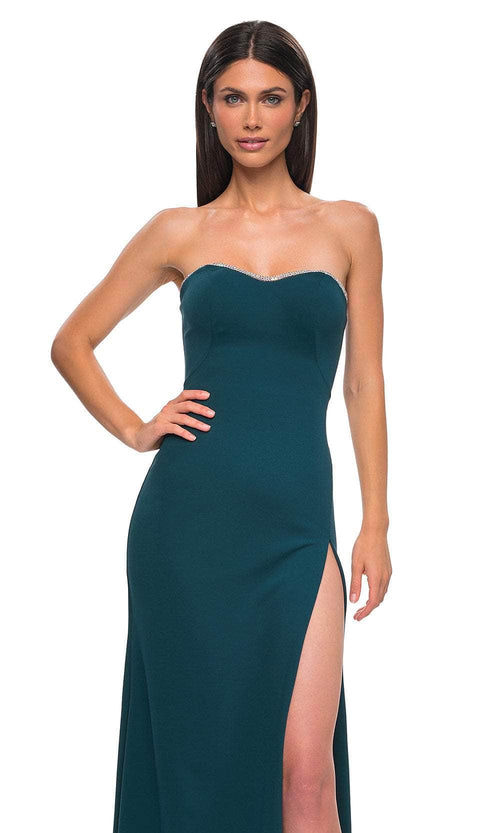 La Femme 32829 Strapless Rhinestone Trim Prom Gown