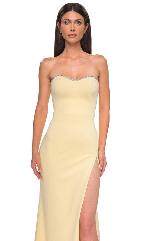 La Femme 32829 Strapless Rhinestone Trim Prom Gown