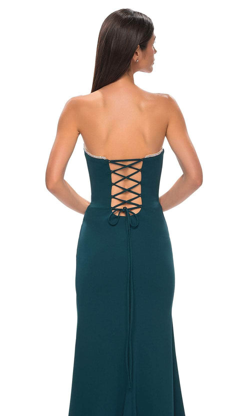 La Femme 32829 Strapless Rhinestone Trim Prom Gown
