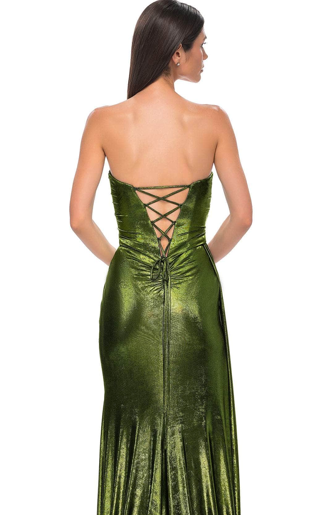 La Femme 32830 Metallic Fitted Strapless Evening Gown