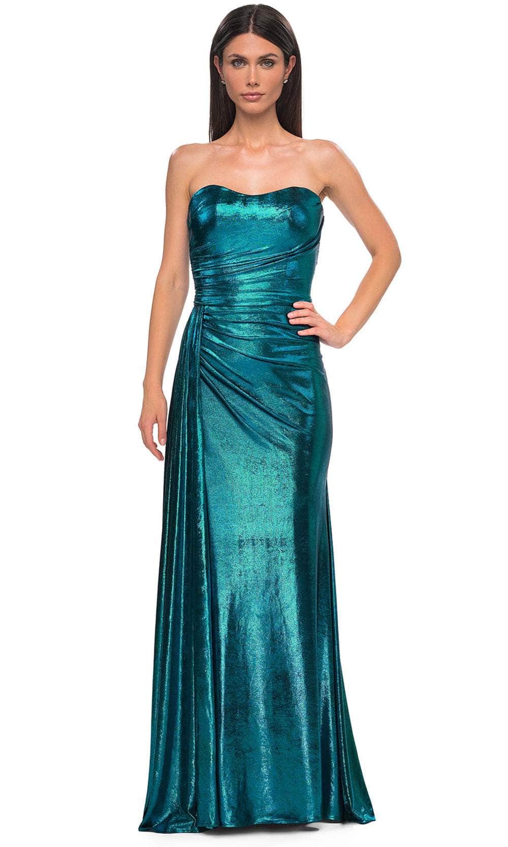 La Femme 32830 - Metallic Fitted Strapless Evening Gown Special Occasion Dress