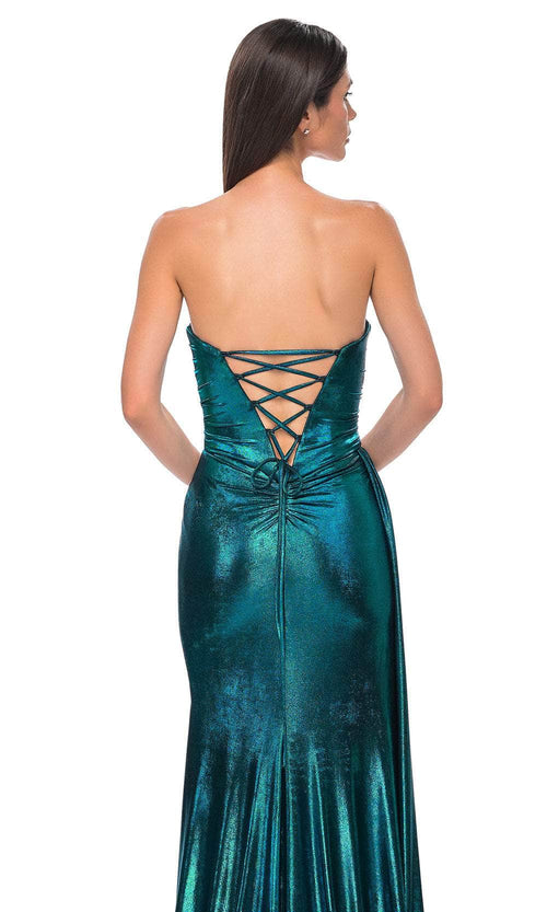 La Femme 32830 Metallic Fitted Strapless Evening Gown