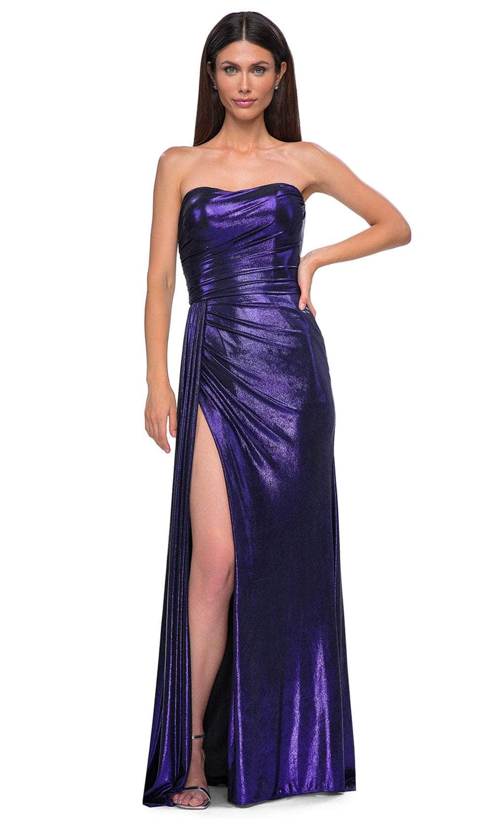 La Femme 32830 Metallic Fitted Strapless Evening Gown