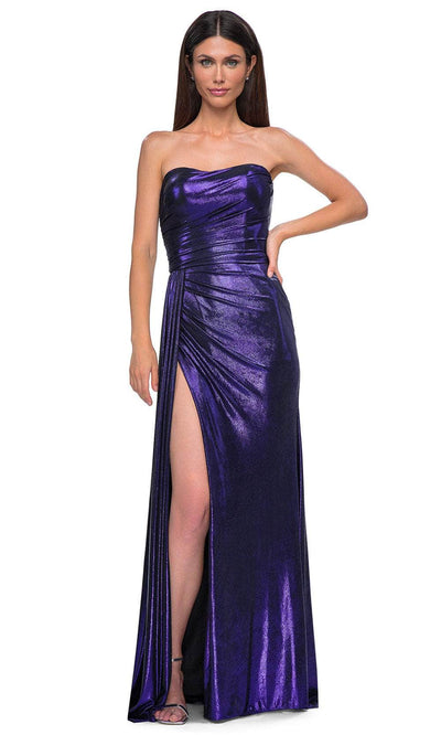 La Femme 32830 Metallic Fitted Strapless Evening Gown