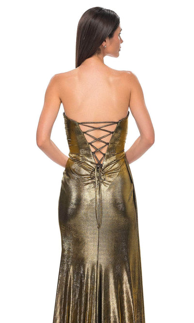 La Femme 32830 Metallic Fitted Strapless Evening Gown