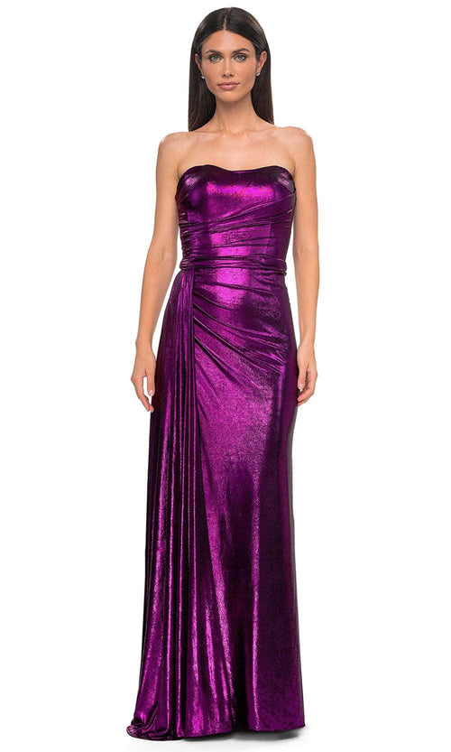 La Femme 32830 - Metallic Fitted Strapless Evening Gown Special Occasion Dress