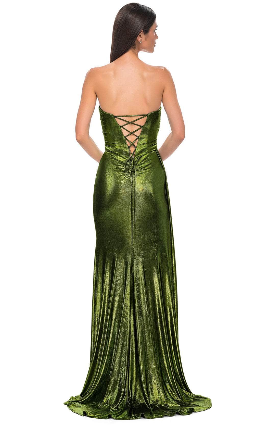 La Femme 32830 Metallic Fitted Strapless Evening Gown