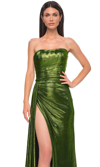 La Femme 32830 Metallic Fitted Strapless Evening Gown