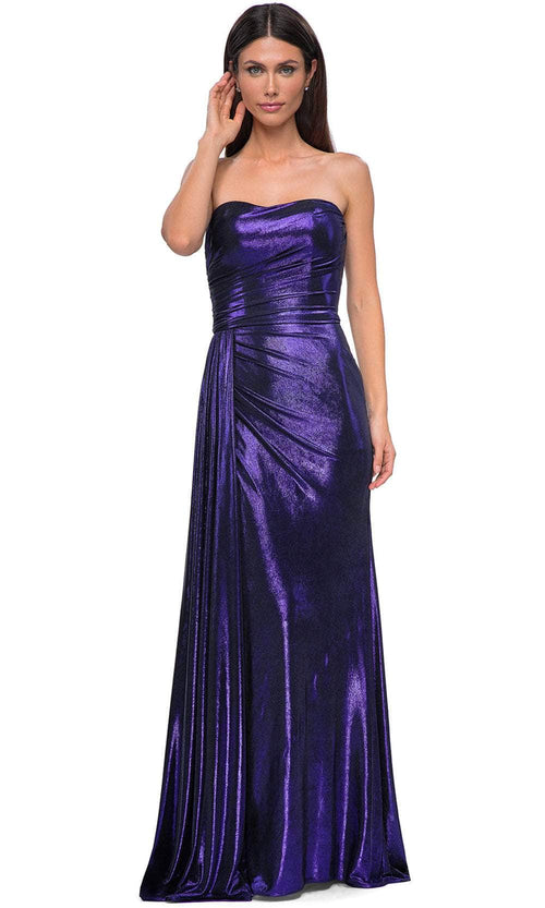 La Femme 32830 Metallic Fitted Strapless Evening Gown