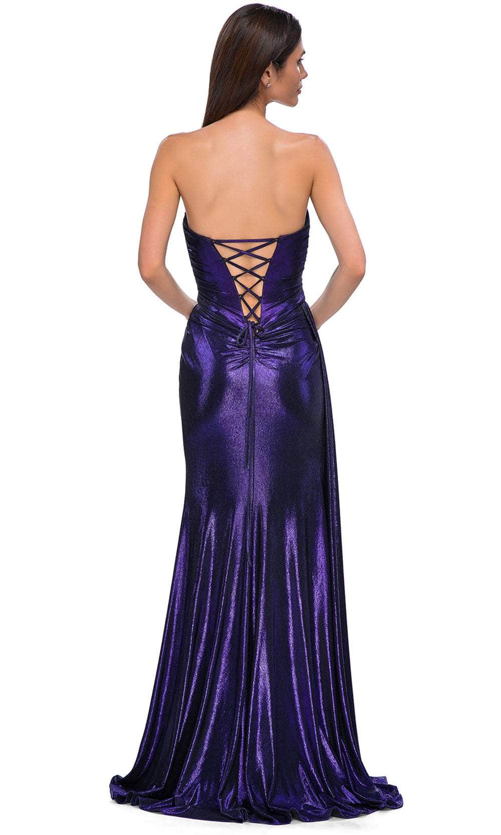 La Femme 32830 Metallic Fitted Strapless Evening Gown