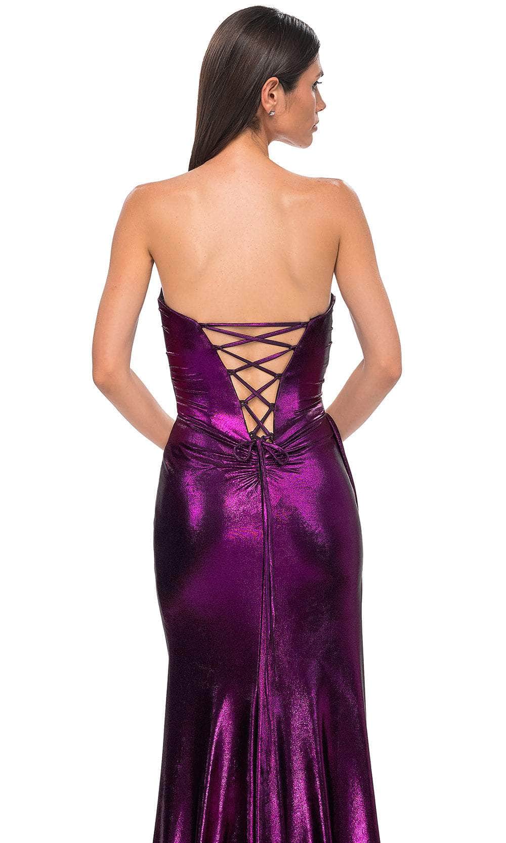 La Femme 32830 Metallic Fitted Strapless Evening Gown