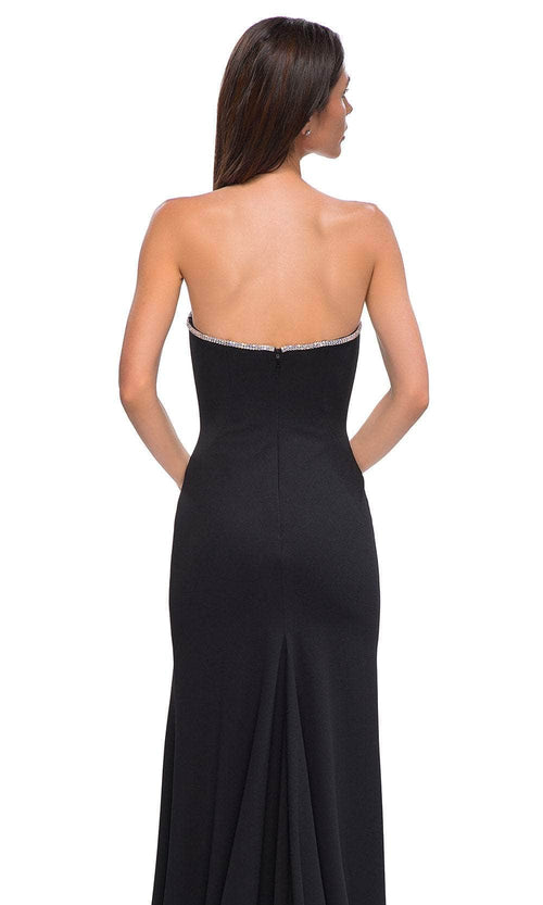 La Femme 32854 Plunging Sweetheart High Slit Prom Gown