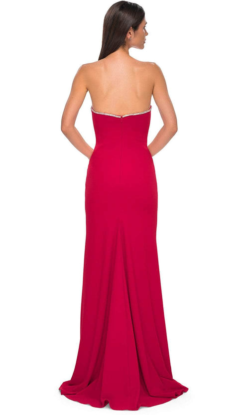 La Femme 32854 Plunging Sweetheart High Slit Prom Gown