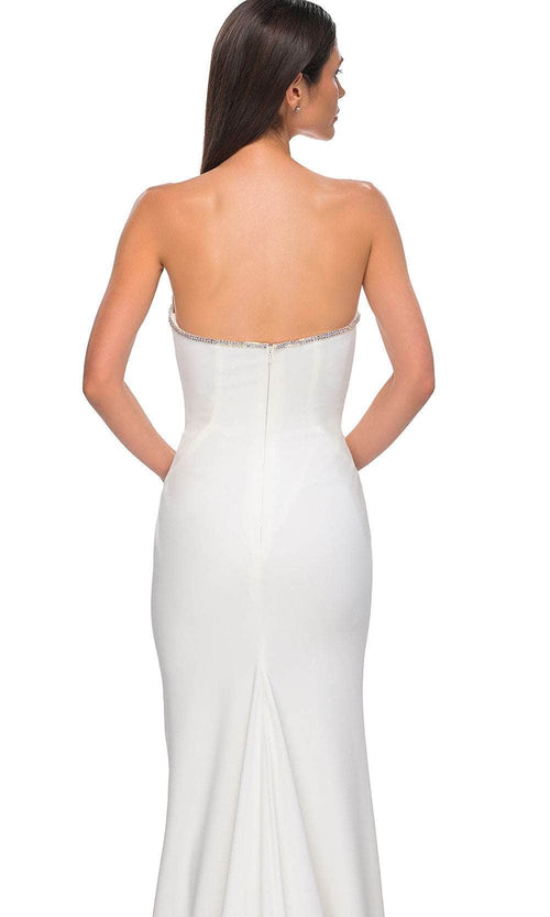 La Femme 32854 Plunging Sweetheart High Slit Prom Gown