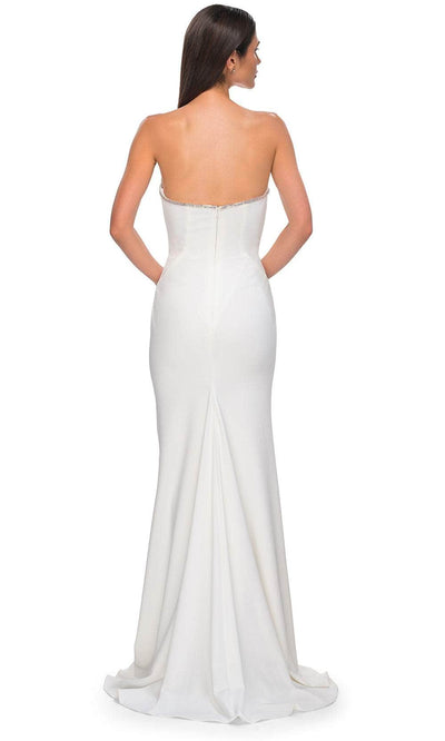 La Femme 32854 Plunging Sweetheart High Slit Prom Gown