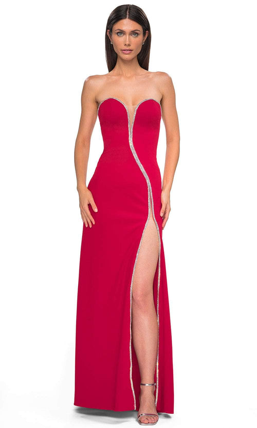 La Femme 32854 - Plunging Sweetheart High Slit Prom Gown Special Occasion Dress